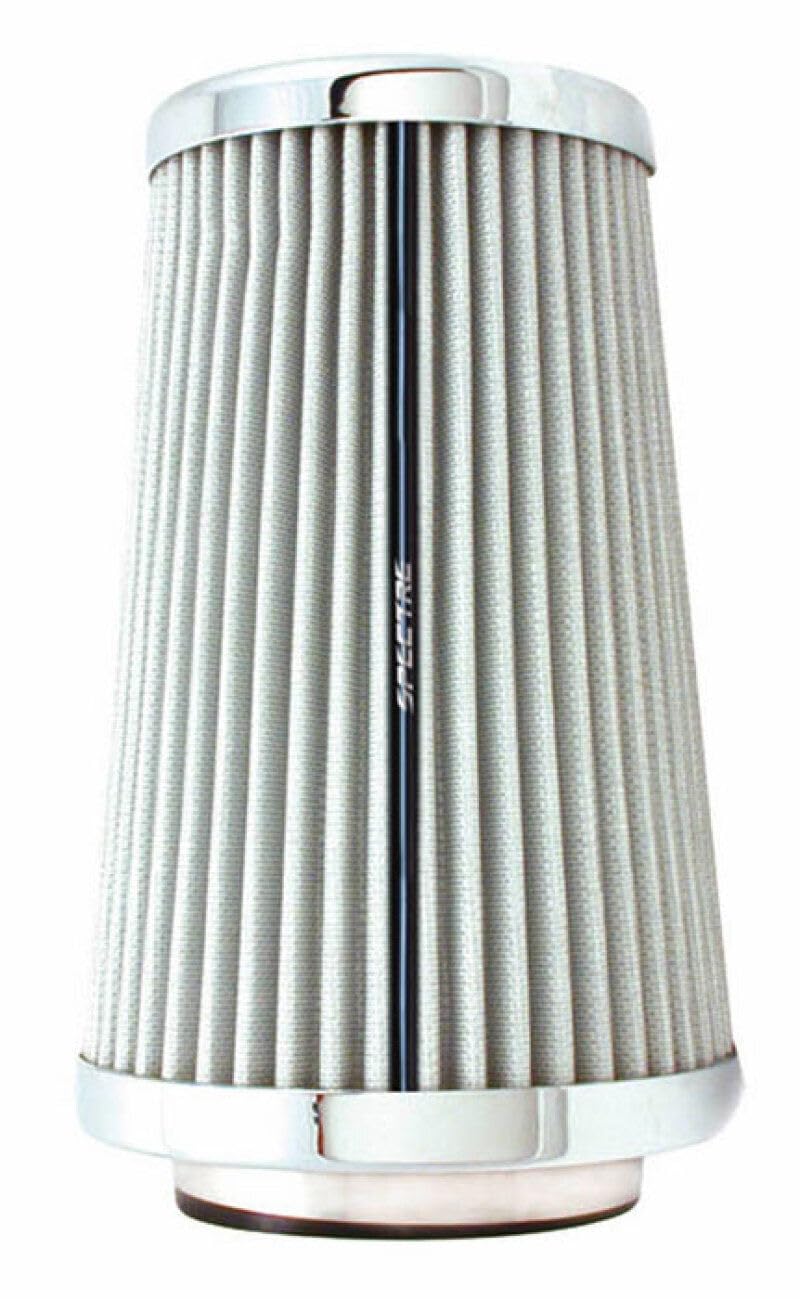 Universal Spectre Clamp-On Air Filter: High Performance, Washable Filter: Round Tapered; 3 in/3.5 in/4 in Flange ID; 8.75 in (222 mm) Height; 6 in (152 mm) Base; 4.75 in (121 mm) Top, SPE-9738