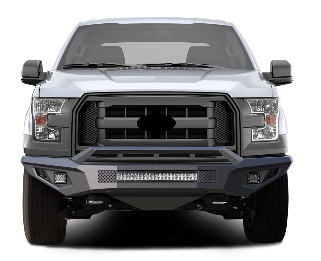 Armour II Heavy Duty Black Horse Front Bumper Kit Matte Black Compatible with 2015-2017 Ford F-150-AFB-F117-K1