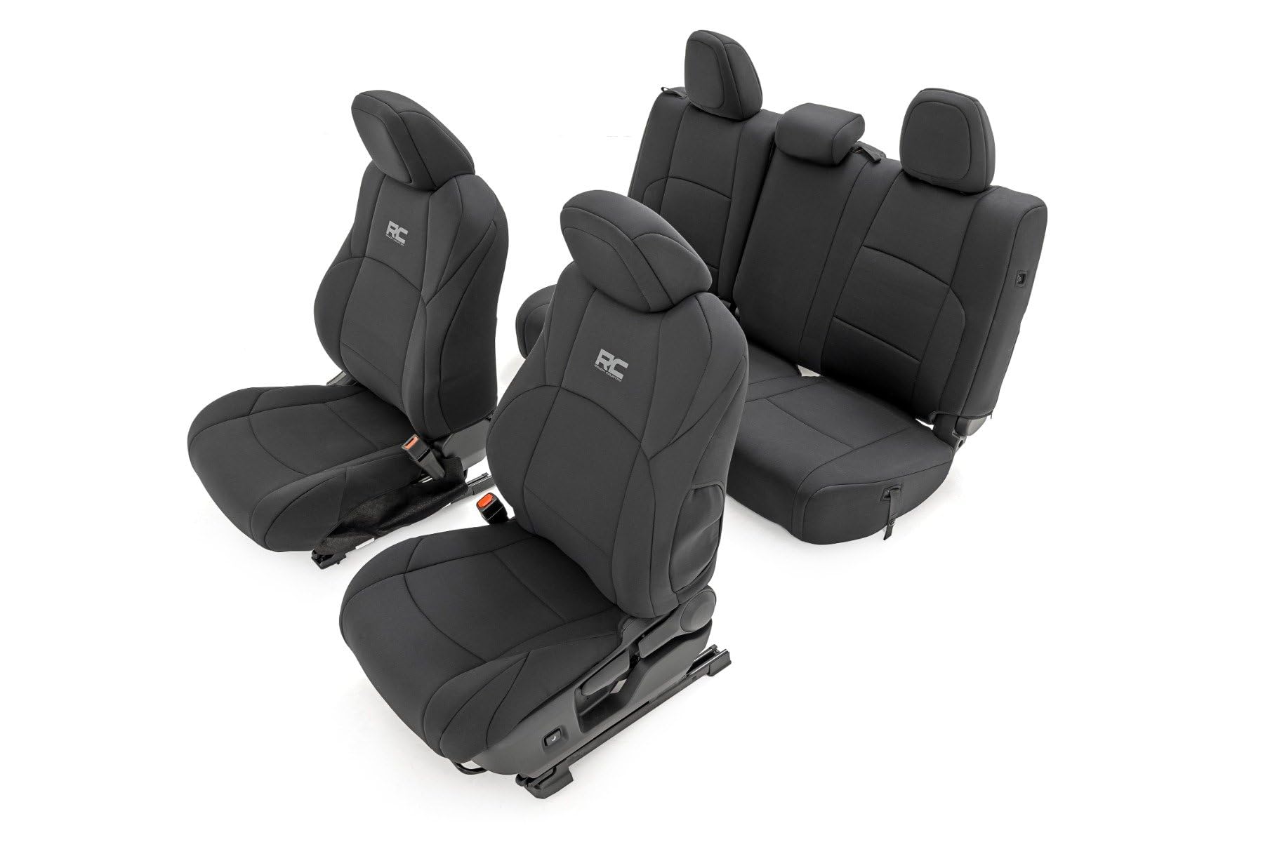 Rough Country Neoprene Seat Covers for Tacoma Toyota (2024-2025) Double Cab - Waterproof & UV Resistant, Foam Padded, Front & Rear Seat Cover Set