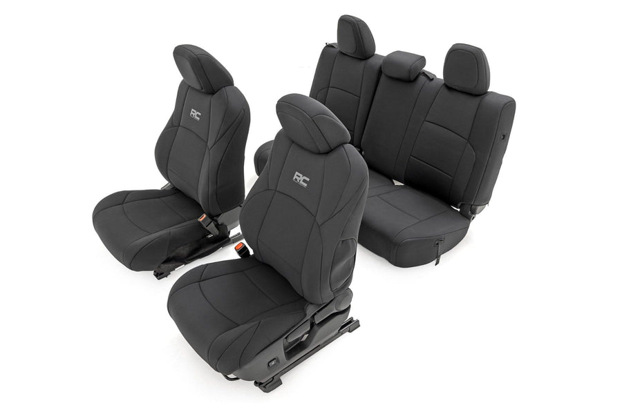 Rough Country Neoprene Seat Covers for Tacoma Toyota (2024-2025) Double Cab - Waterproof & UV Resistant, Foam Padded, Front & Rear Seat Cover Set