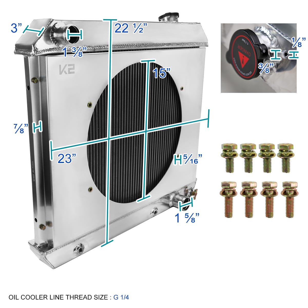 3 Row Aluminum Cooling Radiator with Fan Shroud Spec-D Tuning Compatible with 1963-1966 Chevrolet C/K C10 C20