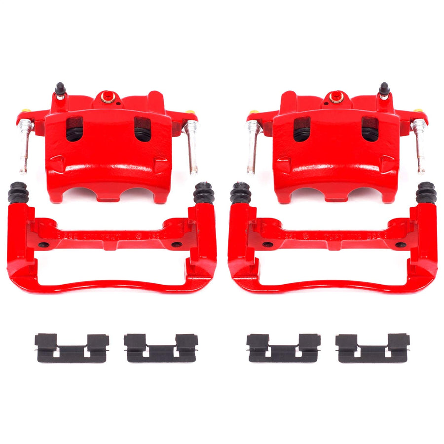 Power Stop S2982 Front Pair of High-Temp Red Powder Coated Calipers