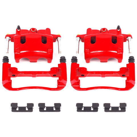 Power Stop S2982 Front Pair of High-Temp Red Powder Coated Calipers