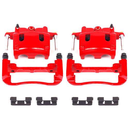 Power Stop S2982 Front Pair of High-Temp Red Powder Coated Calipers