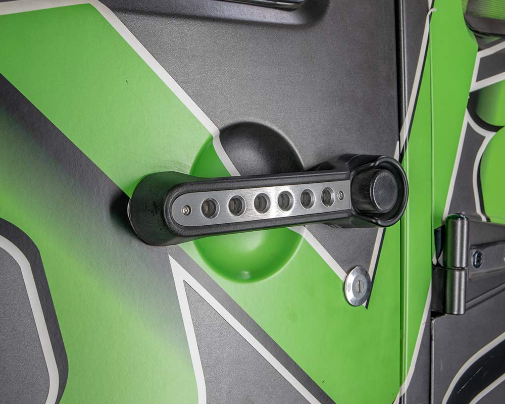 Door Handle Insert Set DV8 Offroad for 2007-18 Wrangler JK | 6 Round Hole Design | Aluminum Construction | Anodized Finish | Simple Screw-in Installation | Complete Kit