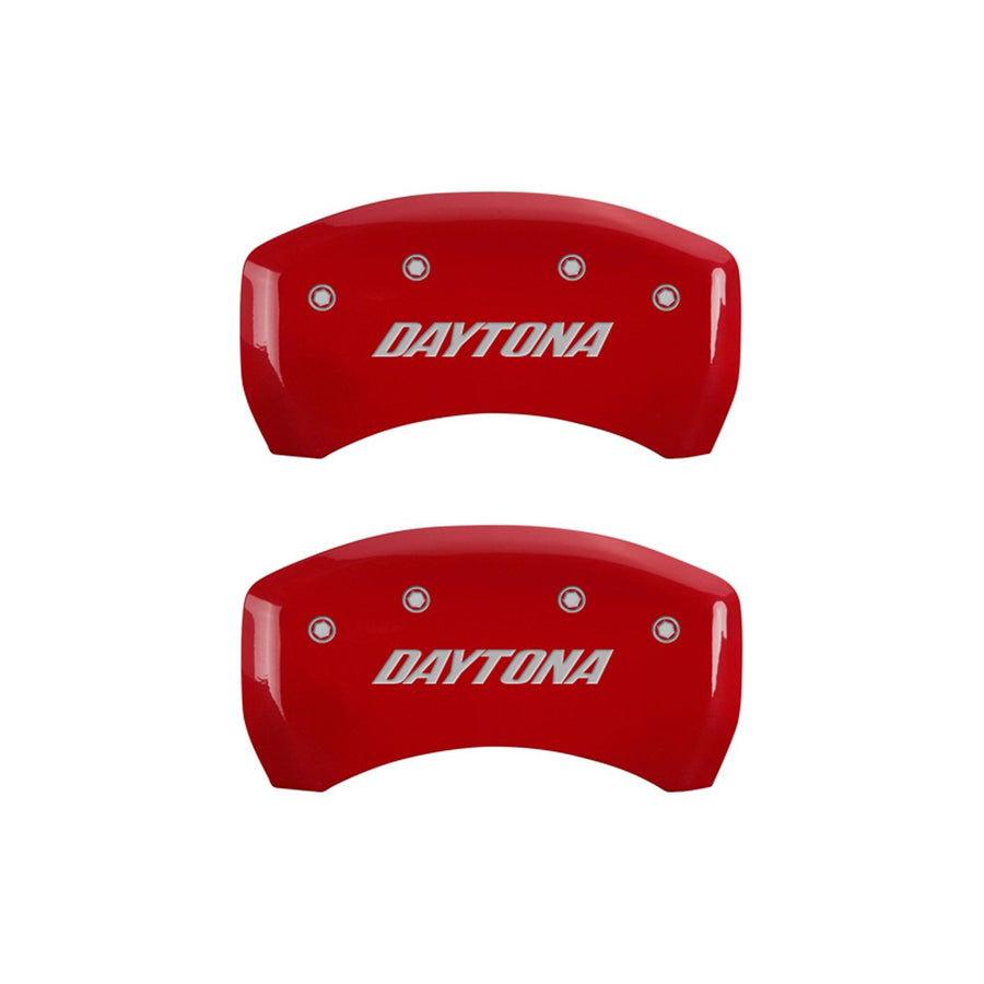 MGP Caliper Covers 'DAYTONA' 12162SDAYRD Engraved Caliper Cover with Red Powder Coat Finish and Silver Characters, (Set of 4)