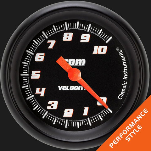 Velocity Classic Instruments Black VS383BBPF 2 5/8" Tachometer Full Sweep