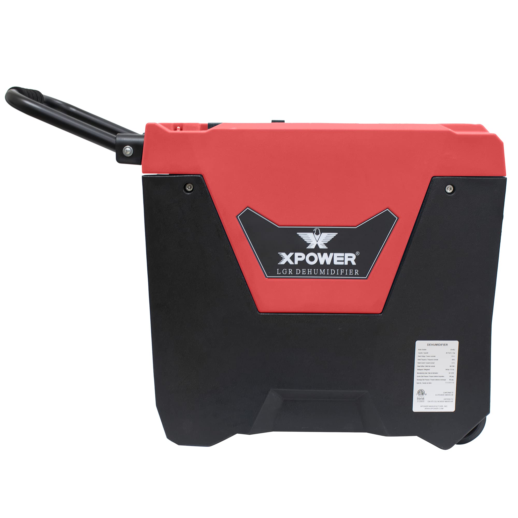 XD-85L2 XPOWER 145-Pint LGR Commercial Dehumidifier with Automatic Purge Pump, Drainage Hose, Handle and Wheels for Water Damage Restoration, Clean-up Flood, Basement, Mold, Mildew (Red)