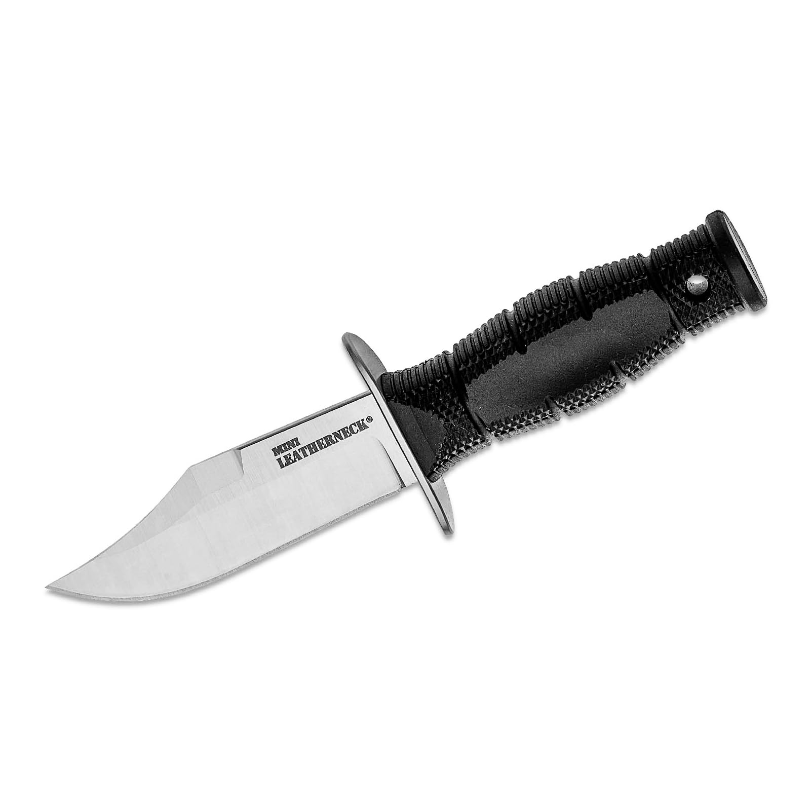 Cold Steel Clip Point Mini Leatherneck Compact Lightweight 3.5" 8CR13MOV Steel Fixed Blade Outdoor Hunting Utility Knife, 3.25" Textured Ergonomic Kray-Ex Handle, Secure-Ex Sheath