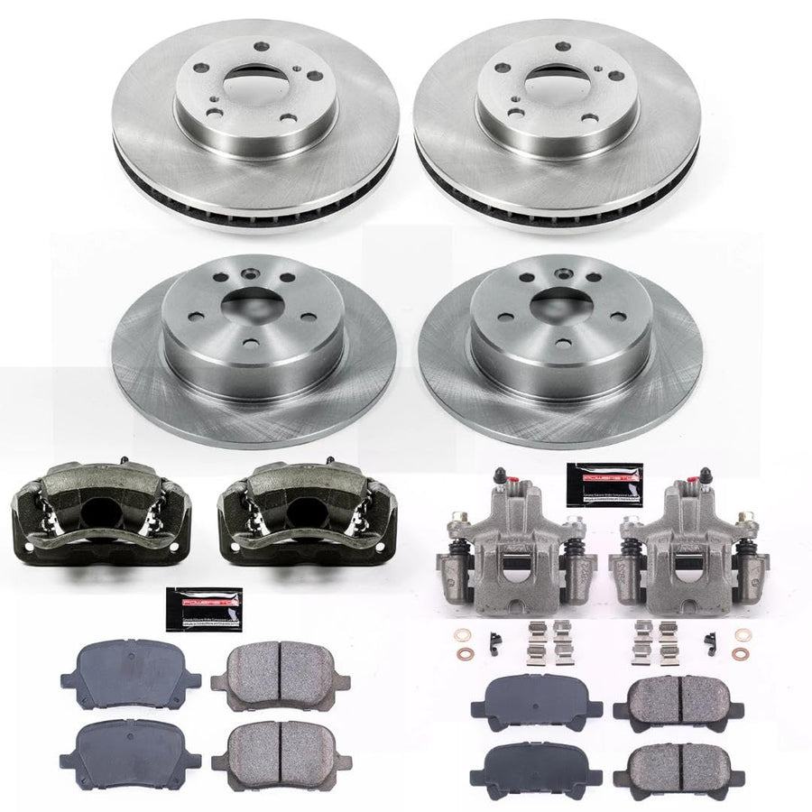 Power Stop KCOE1063 Replacement Autospeciality Front and Rear Caliper Kit- OE Rotors, Ceramic Brake Pads, Calipers For Toyota Avalon 2000-2004 [Model Specific]