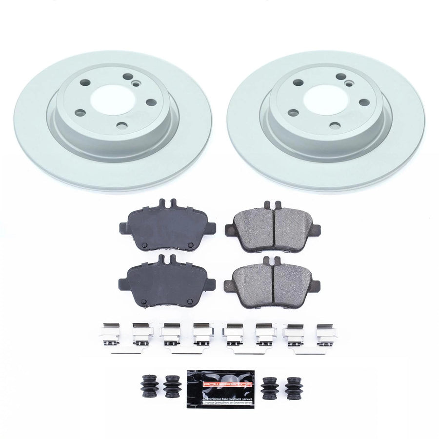 Power Stop Z17 Rear Coated Rotor Kit-Coated Brake Rotors, Ceramic Brake Pads For INFINITI QX30, Mercedes B Electric Drive, Mercedes B250e, Mercedes CLA250, Mercedes GLA250 [Model Specific]