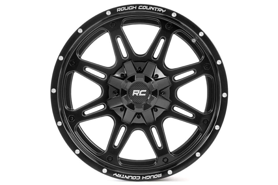 Rough Country One-Piece 94 Series Aluminum Wheel - 20x9, 6x5.5"/6x135mm Bolt Pattern, +0mm Offset, Matte Black