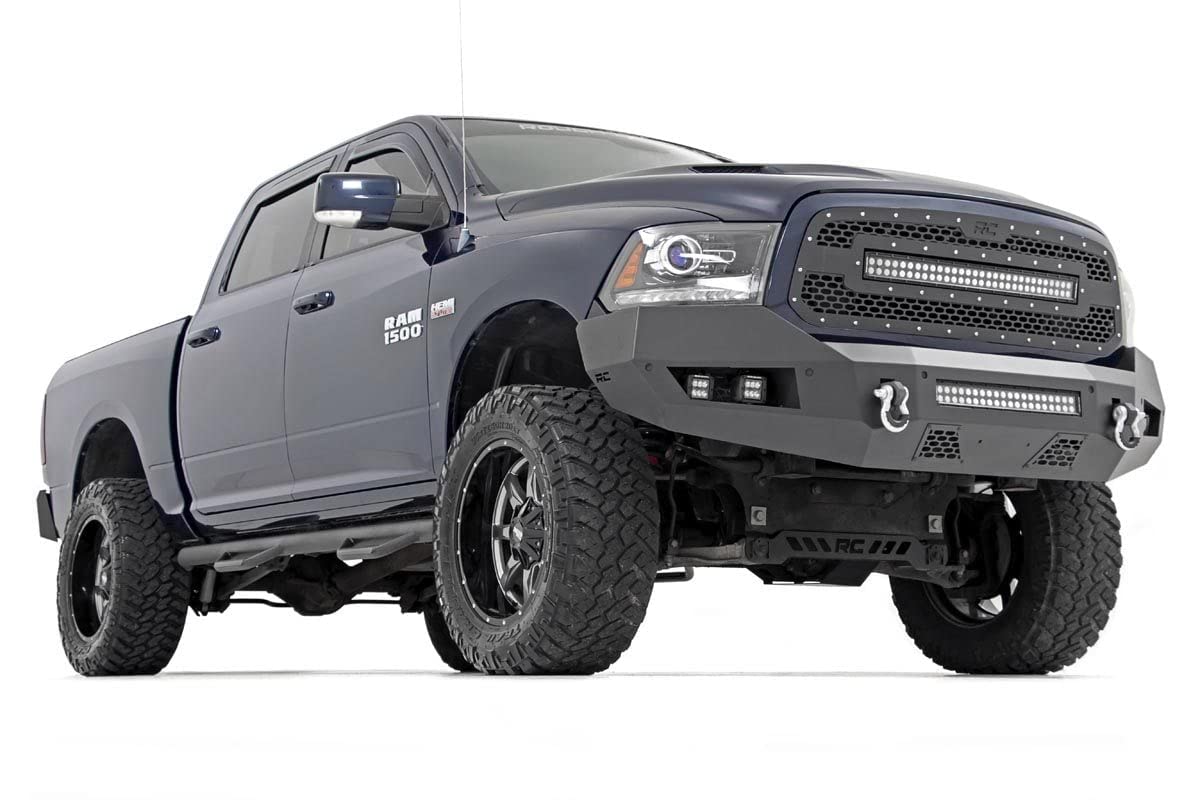Rough Country Front Heavy Duty LED Bumper for Ram 1500 (2013-2018) Ram 1500 - Quad 2" LED Cubes, 20" LED Light Bar
