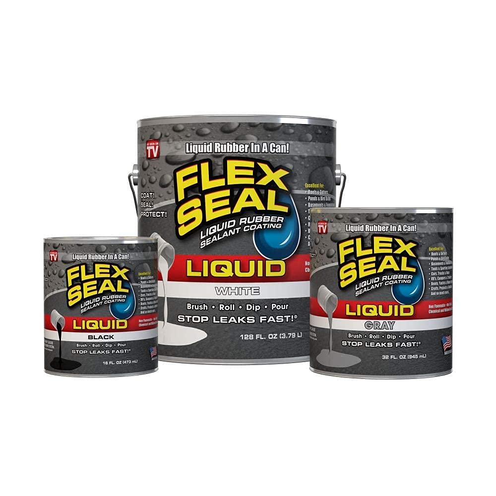 Flex Seal Liquid, Waterproof Rubber Coating Sealant, Flexible, Breathable, and UV Resistant, Roof Repair, Basements, RV, Campers, Trailers, Marine, EPDM, Masonry, Clear, 32 oz
