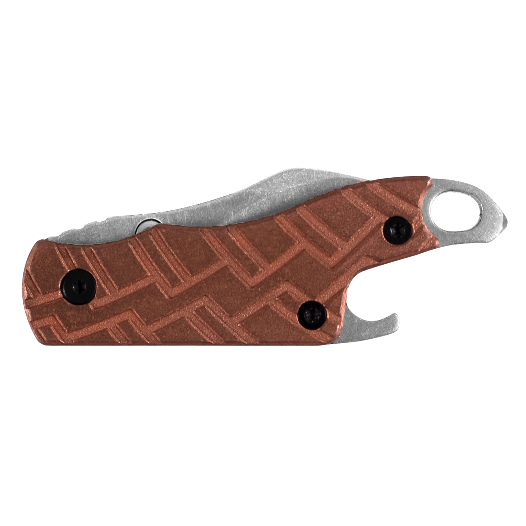 Cinder-Copper Kershaw 1.4 in. Blade; Small Pocket Knife with Stonewash Blade, Copper Handle, Manual Open, with Thumb Stud, Bottle Opener, Liner Lock and Lanyard Hole (1025CUX)