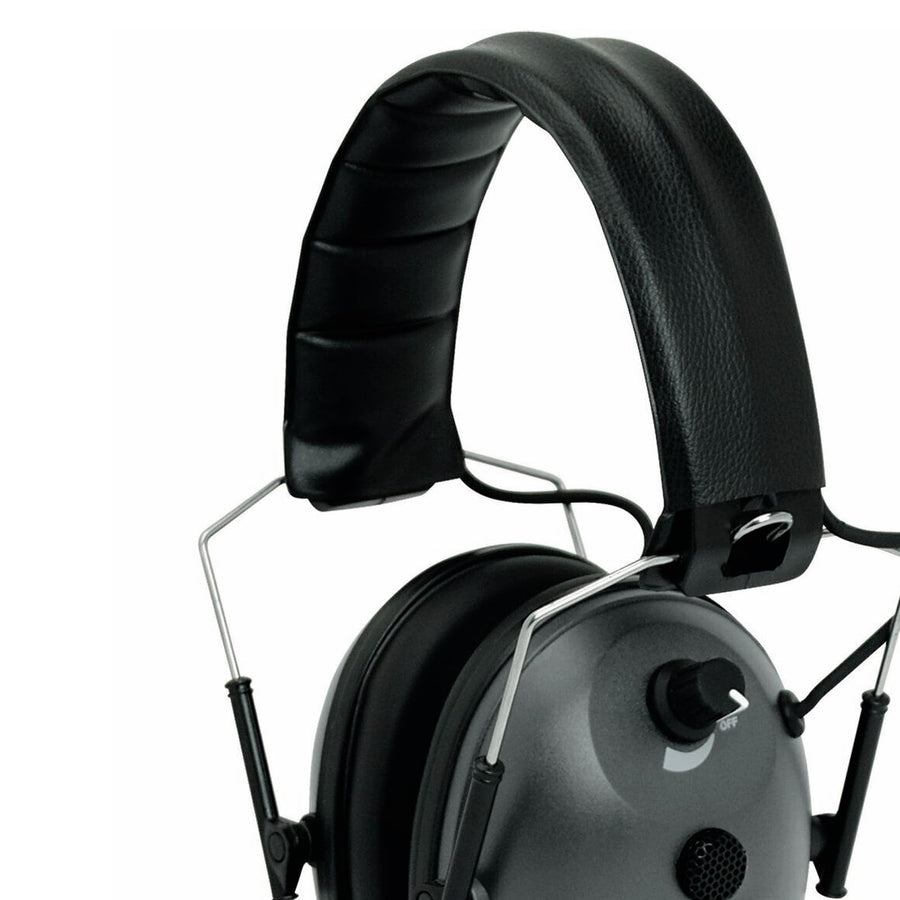 WALKER'S Compact Single Mic Folding Sound-Enhancing Hunting Gun Range Shooting Hearing Protection Electronic Muff with Comfort Headband, 2 AAA Batteries Included