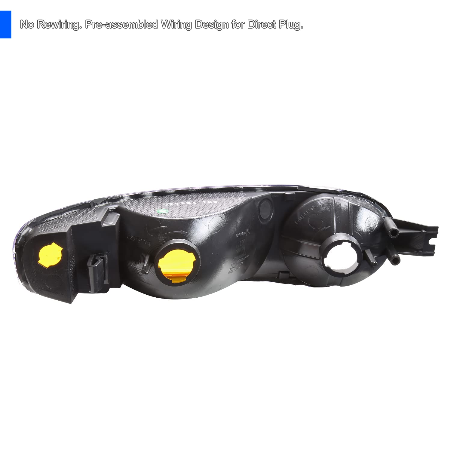 Bumper Lights SPEC-D TUNING Black Compatible with 2000-2006 GMC Sierra Yukon XL 1500, Left + Right Pair Lamp Assemblies