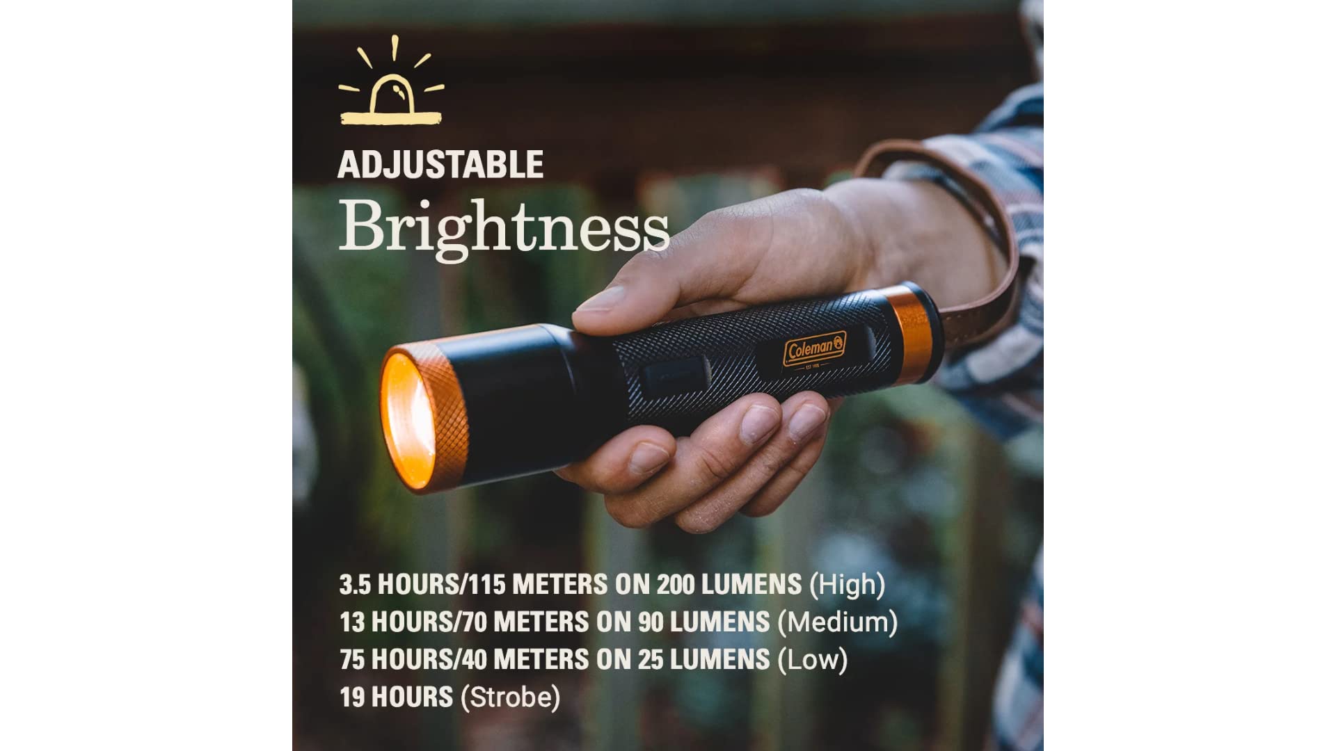 Coleman 1900 Collection Premium LED Flashlight 200/700 Lumens, Impact-Resistant & Water-Resistant Lightweight for Camping, Power Outage, & Emergencies, Batteries Included