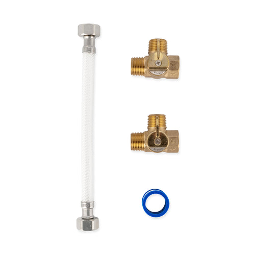 Camco Water Heater Camper/RV By-Pass Kit - Designed to By-Pass RV Water Heater During Camper Winterizing - Features 8-Inch Nylon Reinforced Hose with 2 Brass Valves (35953)