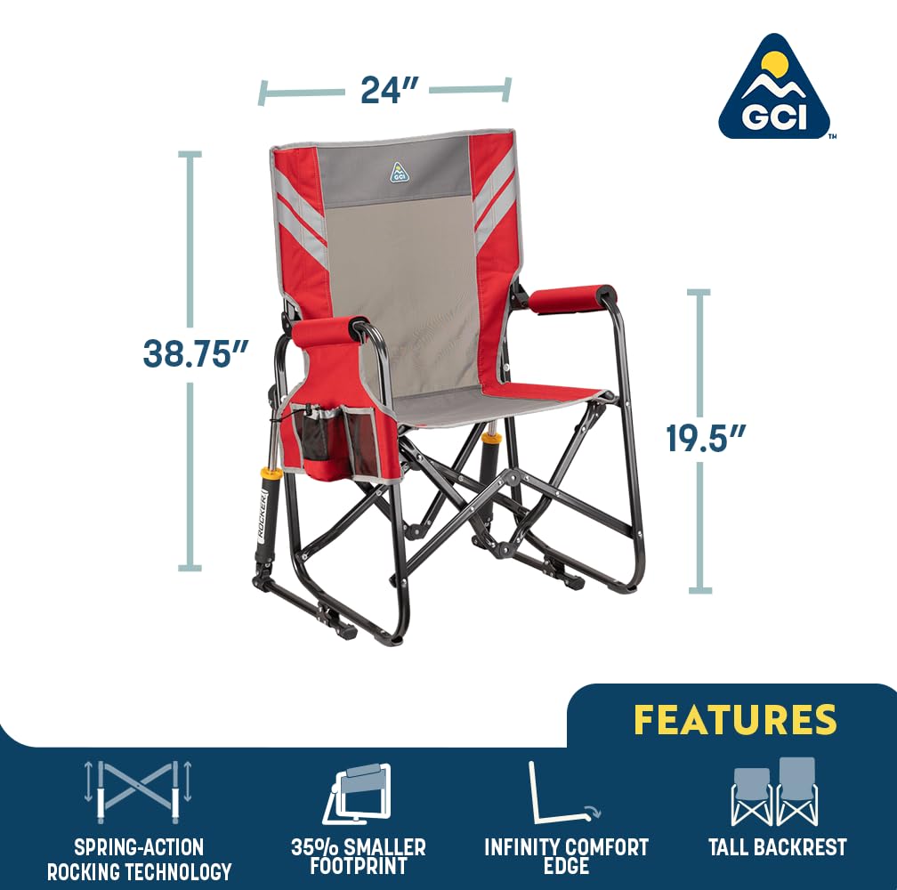 GCI Stowaway Outdoor Rocker - Varsity Red/Gray