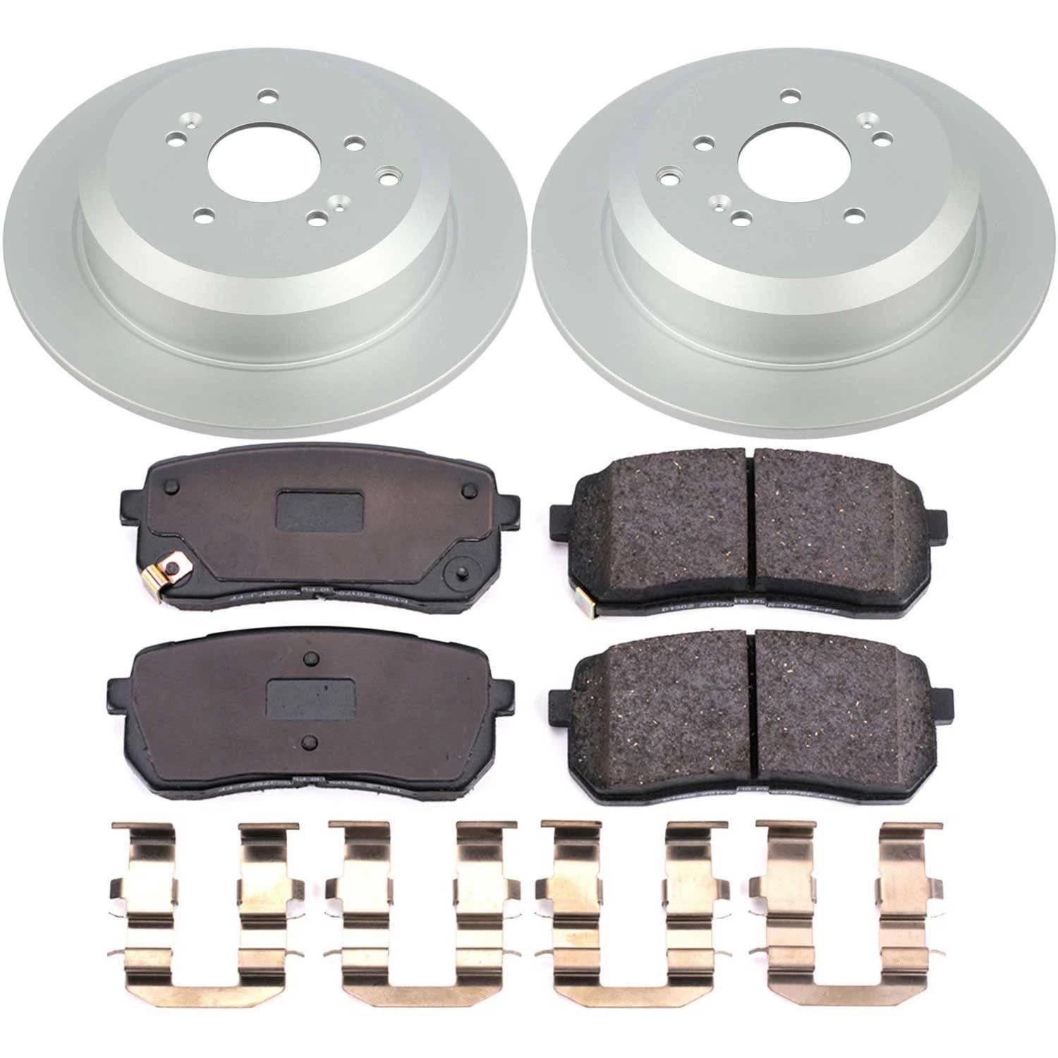 Power Stop Z17 CRK5920 Rear Coated Rotor Kit-Coated Brake Rotors & Ceramic Brake Pads For Hyundai Veracruz 2007-2012 [Model Specific]