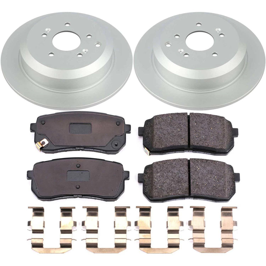 Power Stop Z17 CRK5920 Rear Coated Rotor Kit-Coated Brake Rotors & Ceramic Brake Pads For Hyundai Veracruz 2007-2012 [Model Specific]