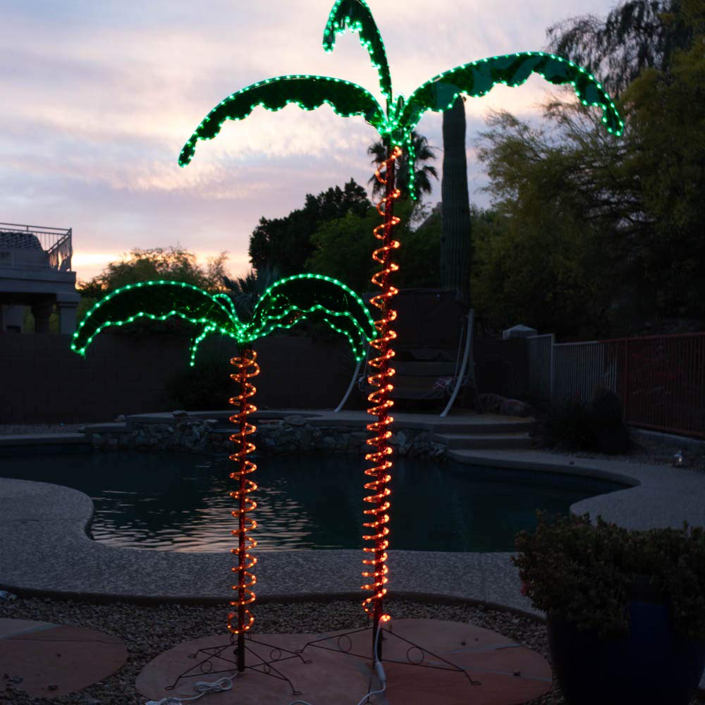 LongLife Green 7-Feet Decorative Lighted Palm Tree - Holographic Rope Light for Indoor and Outdoor Use