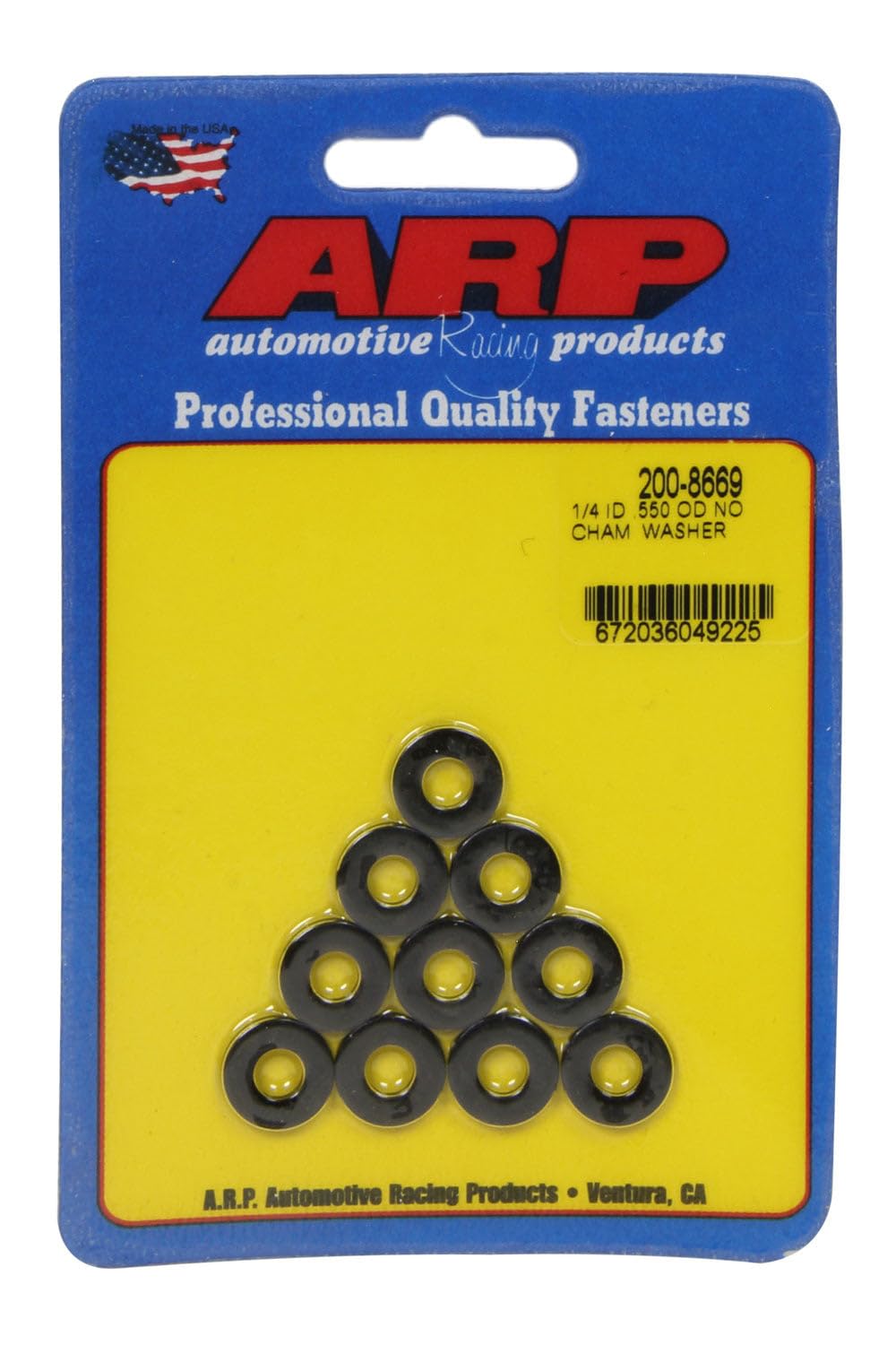 Black Washers 1/4 ID x .550 OD No-Chamfer 10pk