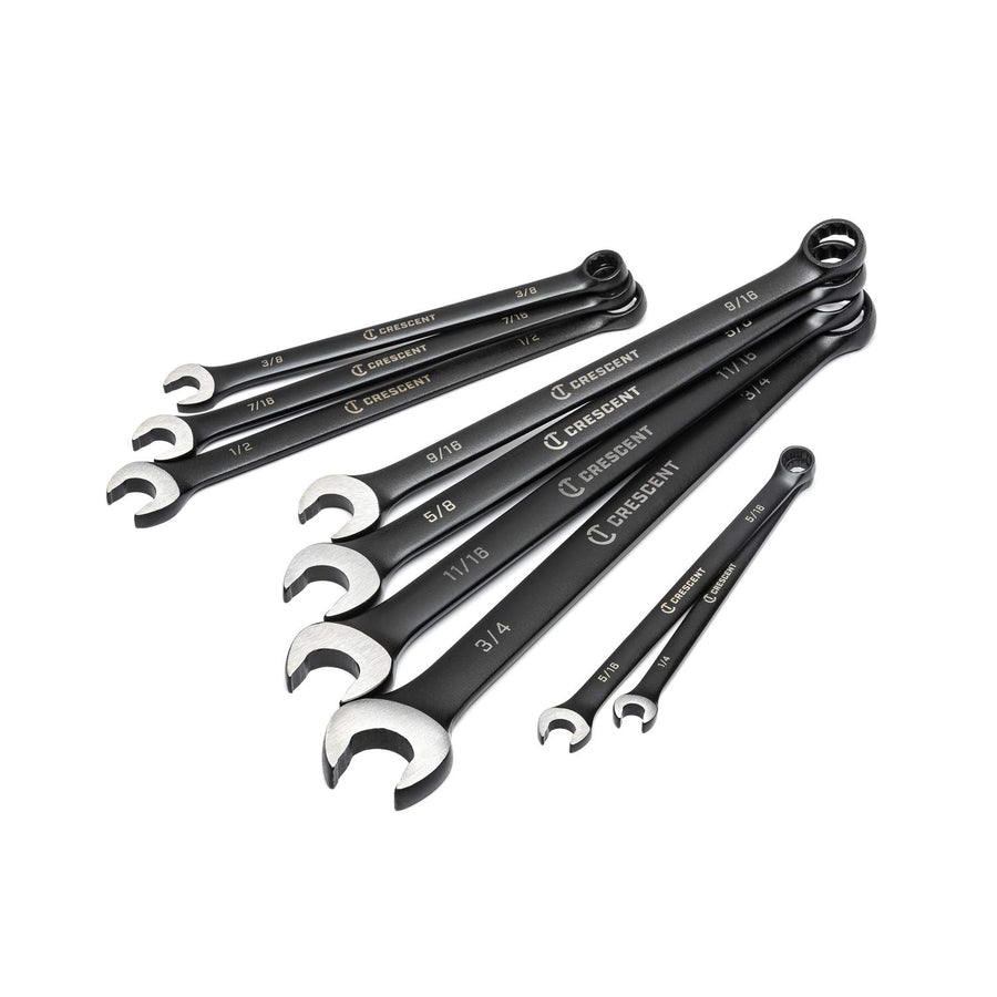 9 Piece Crescent X10 12 Point Long Pattern Combination SAE Wrench Set - CCWS9BS