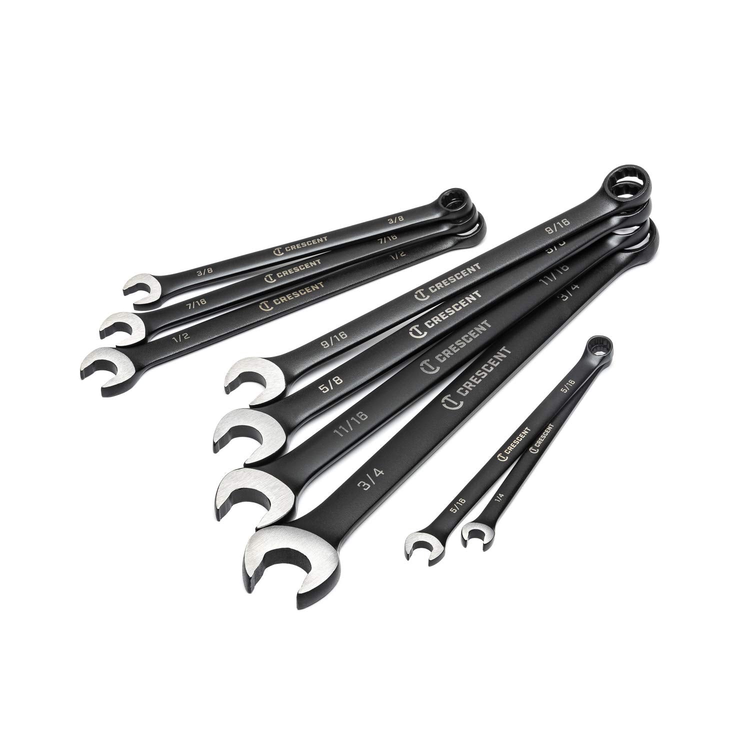 9 Piece Crescent X10 12 Point Long Pattern Combination SAE Wrench Set - CCWS9BS