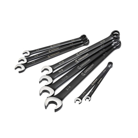 9 Piece Crescent X10 12 Point Long Pattern Combination SAE Wrench Set - CCWS9BS
