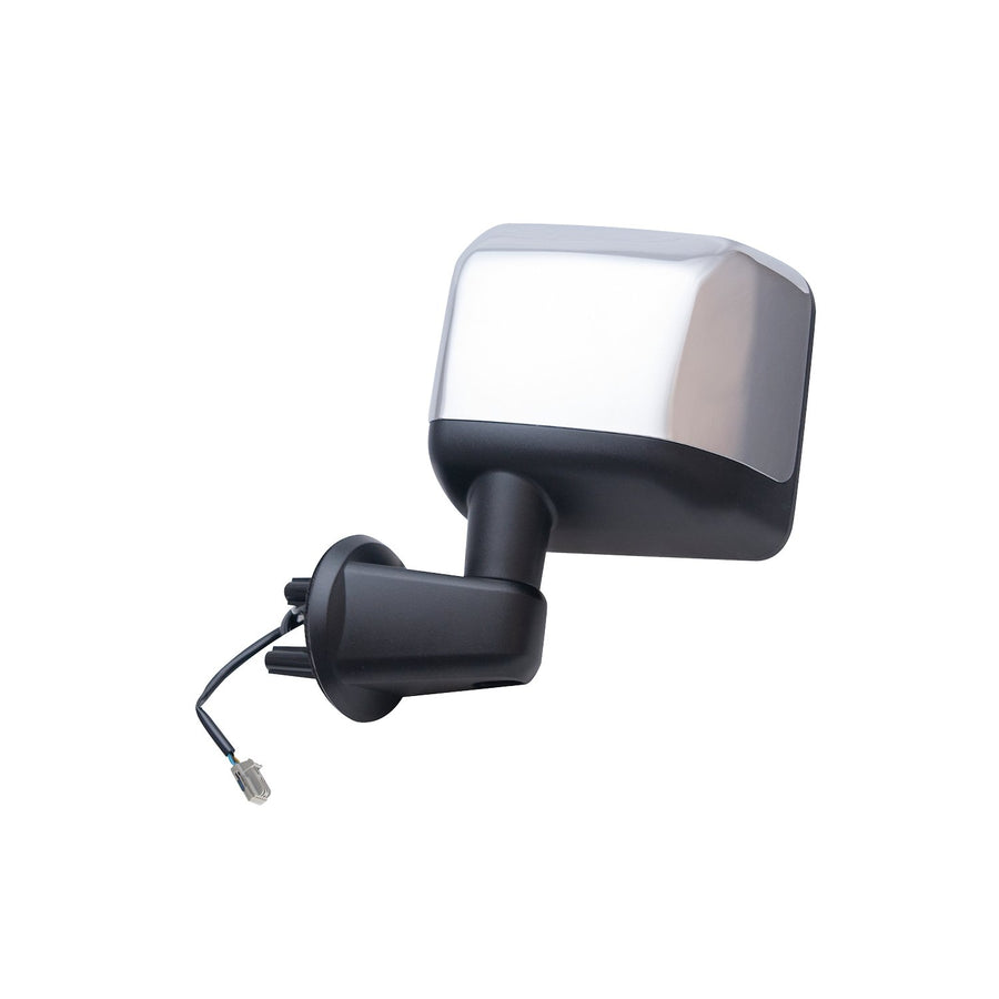 Driver Side Fit Mirror for Jeep Wrangler, Textured Black w/Chrome Cover, Foldaway, Heated Power