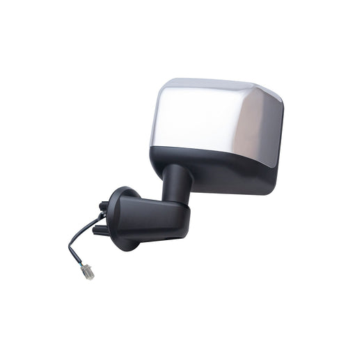Driver Side Fit Mirror for Jeep Wrangler, Textured Black w/Chrome Cover, Foldaway, Heated Power