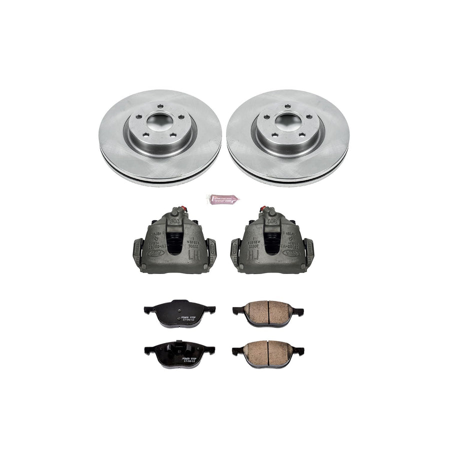 Power Stop KCOE4575 Replacement Autospeciality Front Caliper Kit- OE Rotors, Ceramic Brake Pads, Calipers For Ford Escape 2013-2019 [Model Specific]