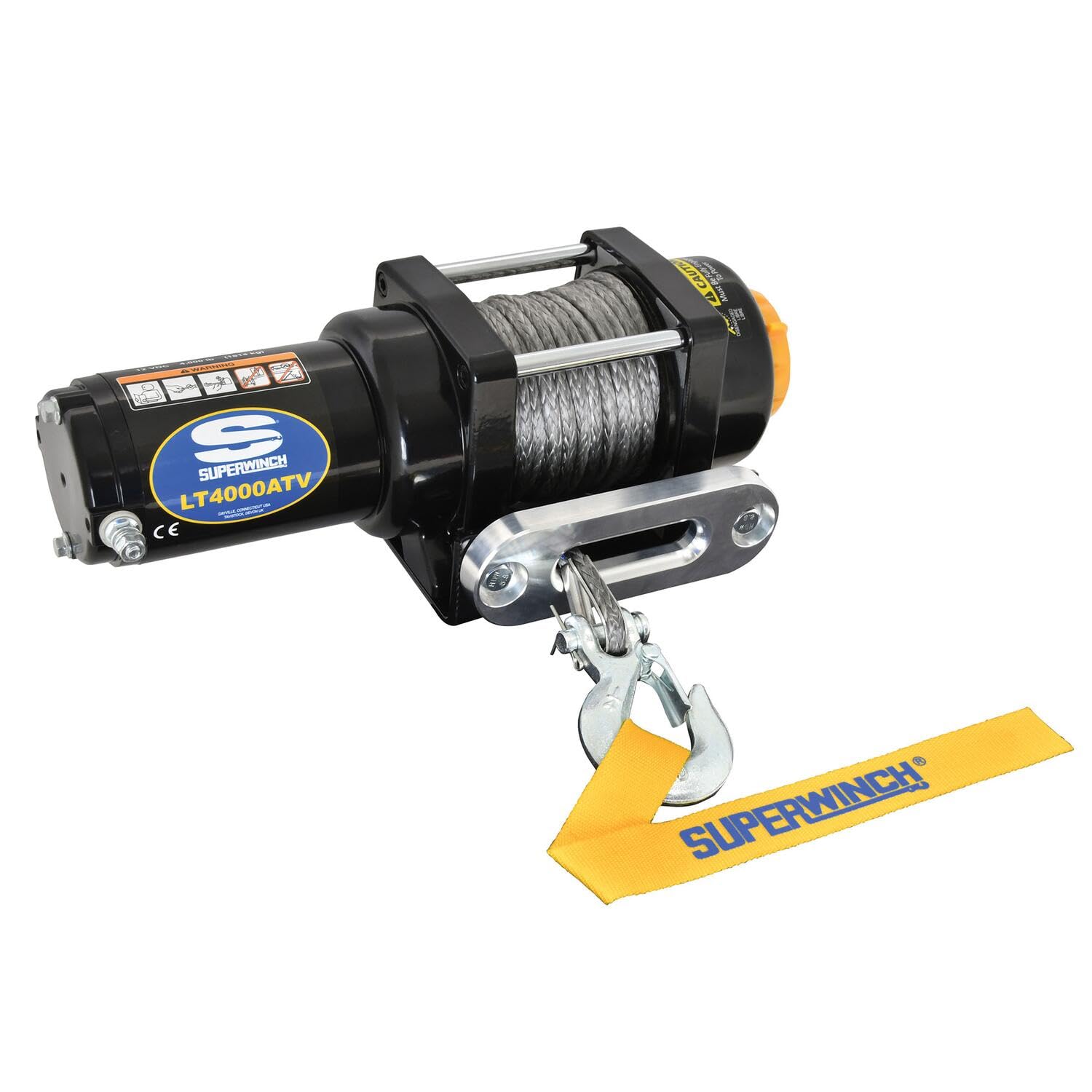 LT4000SR Superwinch 1140230 Winch 4,000 lbs, 12 VDC, 3/16 in x 50 ft Synthetic Rope, Sealed Solenoid, 12 ft Handheld Remote and Switch, 1.4 Hp,Holding Brake,166:1 Gear Ratio,Aluminum Hawse