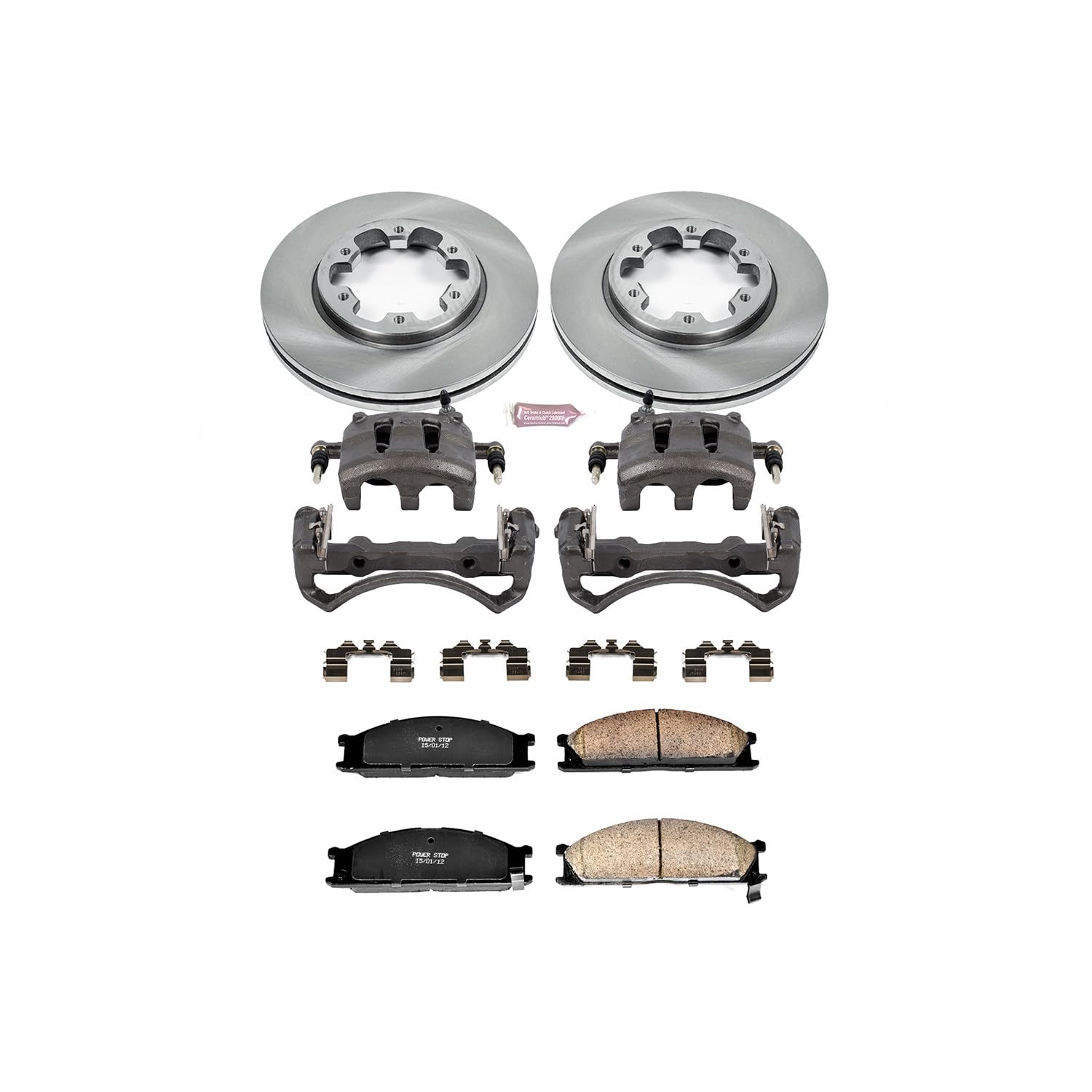 Power Stop KCOE4837A 1-Click Autospecialty OE Replacement Brake Kit with Calipers For Nissan D21 1993-1994, Nissan Frontier 2001-2002 [Model Specific]