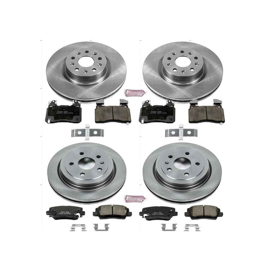 Power Stop Autospecialty KOE6997 Front and Rear Replacement Brake Kit-OE Brake Rotors & Ceramic Brake Pads For Cadillac CTS 2014-2019 [Model Specific]