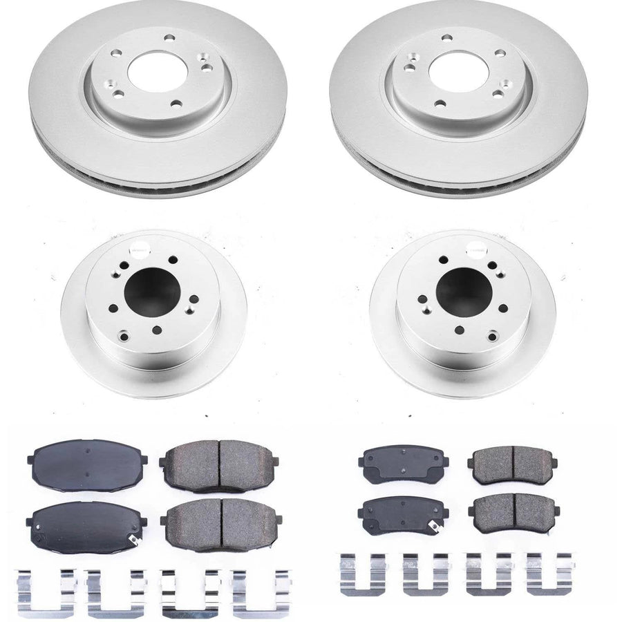 Power Stop CRK5838 Brake Rotor & Coated Ceramic Brake Pads- front & rear For Kia Forte 2010-2013, Kia Forte Koup 2010-2013 [Model Specific]
