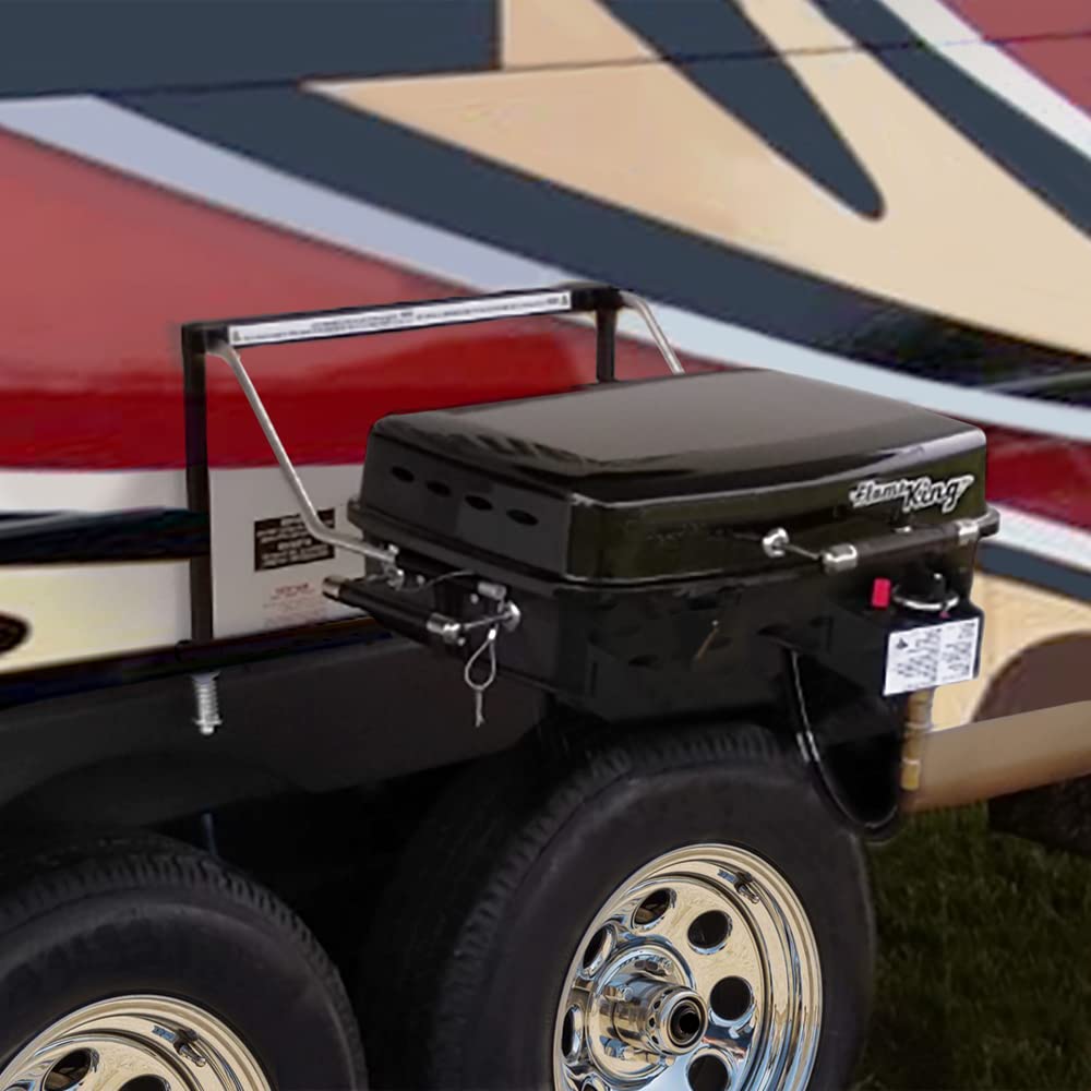 YSNHT500 Flame King - Mounted BBQ RV Or Trailer - Motorhome Gas Grill - 214 Sq Inch Cooking Surface - Adjustable Flame Controller, Black