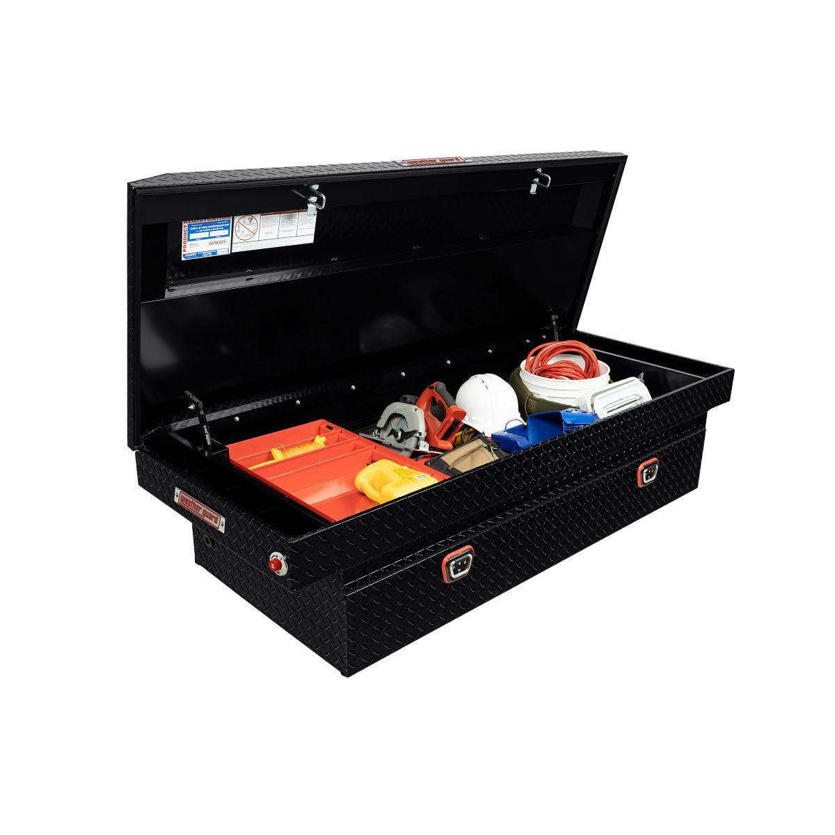 Weather Guard Saddle Box Model 117-5-04, Aluminum, Full Extra Wide, Gloss Black, 14.4 cu ft