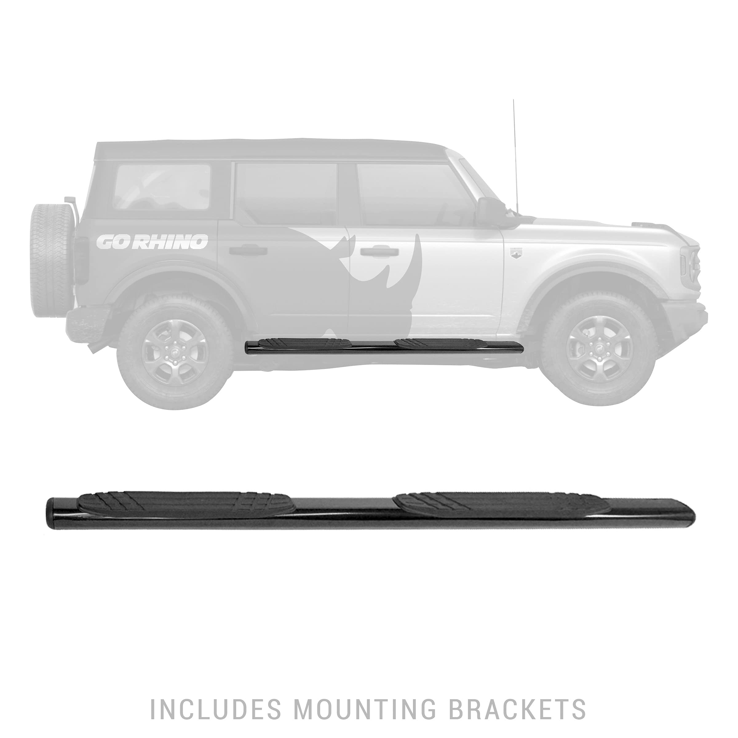 4" Go Rhino OE Xtreme Sidesteps & Brackets | Galvanized Steel, Textured Black | 684412971T | Fits 2021-2025 Ford Bronco 4-Door (Excludes Bronco Sport)