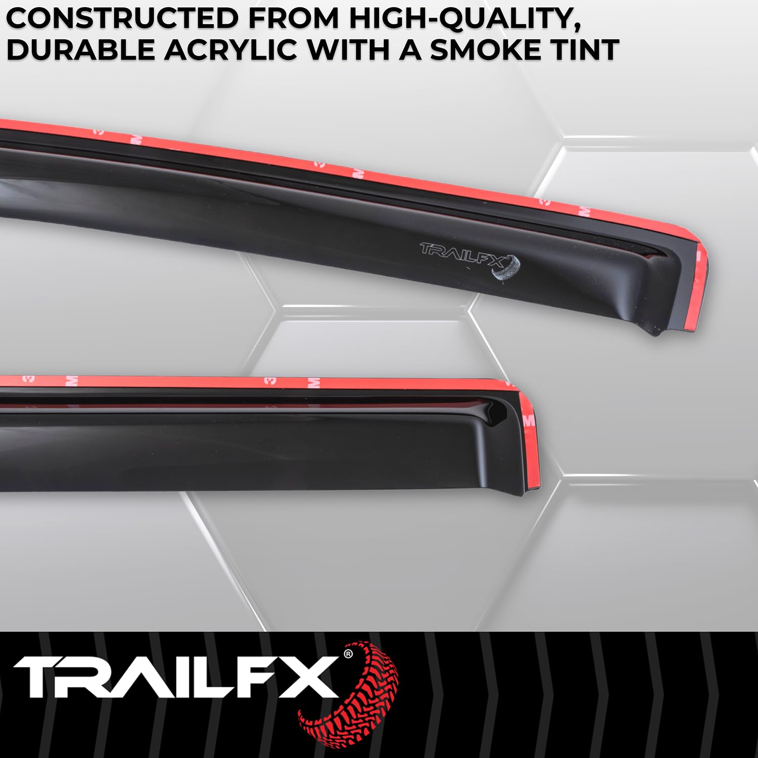 Window Vents TrailFX Fits Chevrolet Silverado 1500 Crew Cab 2014-2018 in-Channel Smoked Rainguards 4-Piece Low Profile Acrylic Set TrailFX 4536IC