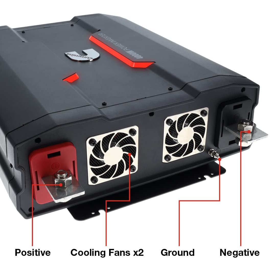4000 Watts Cummins Inverter Modified Sine Wave Truck Inverter 12 Volts to 110 Volts Four AC Outlets Two USB Ports (Plus Cable Kit)- CMN4000W - Inverters for Vehicles, Van Life, Camping