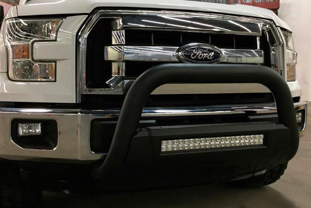 Bull Bar Trailfx B1607B Fits Ford F-150 2004-2026 Steel 3.5 Inch Black Powder Coated Steel with Mounting Hardware and Skid Plate, Light Mount Ready