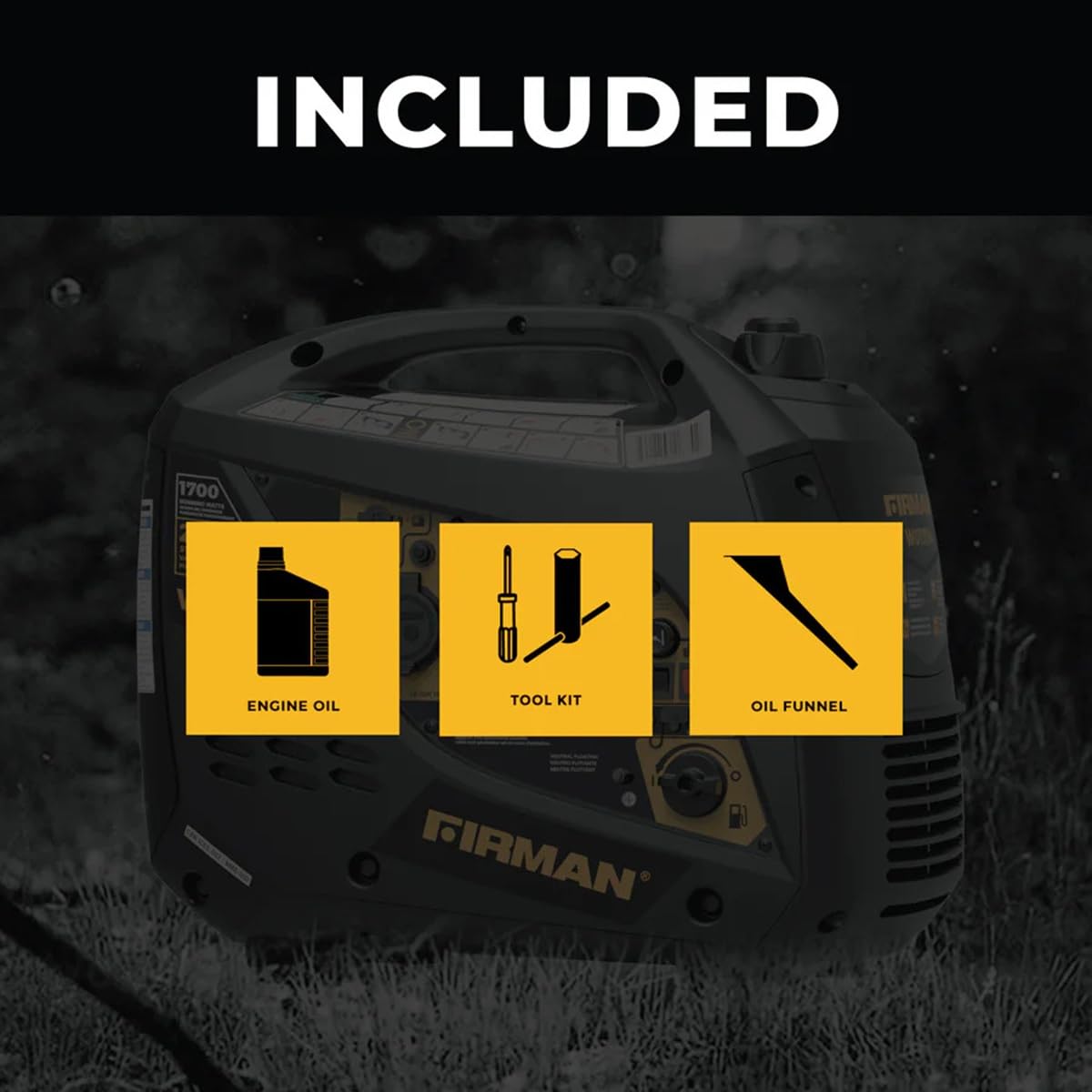 Portable Firman Generator, Gas, Recoil-Start With Parallel Kit, 2100/1700-Watt - Quantity 1