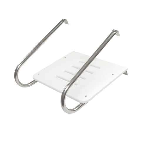 Poly Swim Platform Whitecap for Boats with Outboards - Double Rail, White