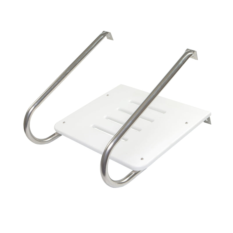 Poly Swim Platform Whitecap for Boats with Outboards - Double Rail, White