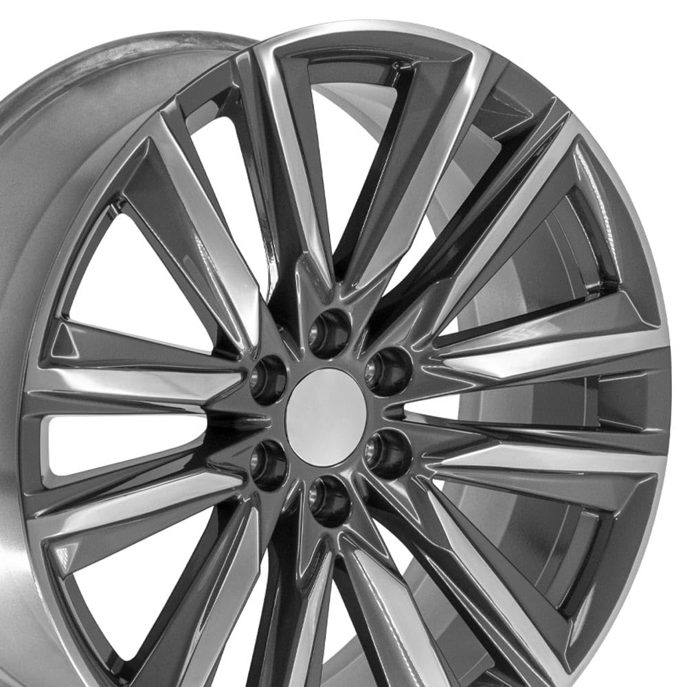 24 Inch OE Wheels CA91 Rim Fits Escalade Sport Style 6x139.7 24x10 Gloss Gunmetal with Polished Face - Hollander 4869 (1)