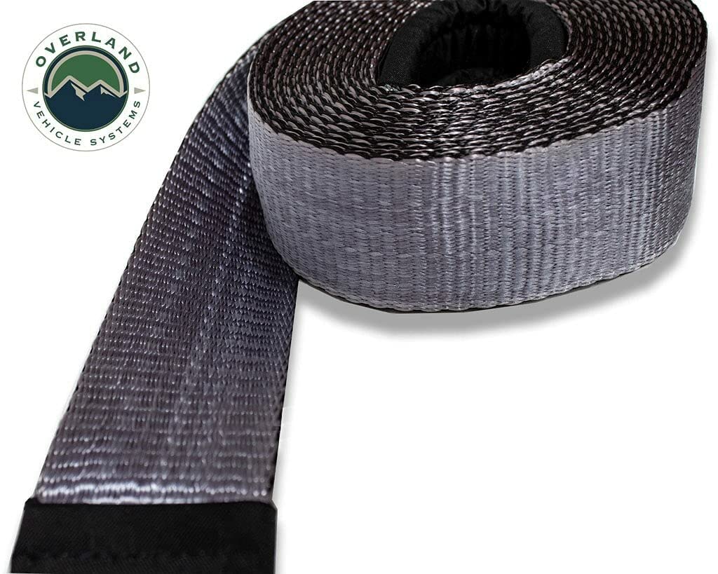 Tow Strap Overland Vehicle Systems 30,000 lb. 3" x 30' Gray with Black Ends & Storage Bag Universal - 30,000 lb. Breaking Strength - for Use in Automotive Recovery and Towing