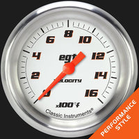 Velocity Classic Instruments White 2 5/8" Pyrometer Full Sweep VS398WAPF